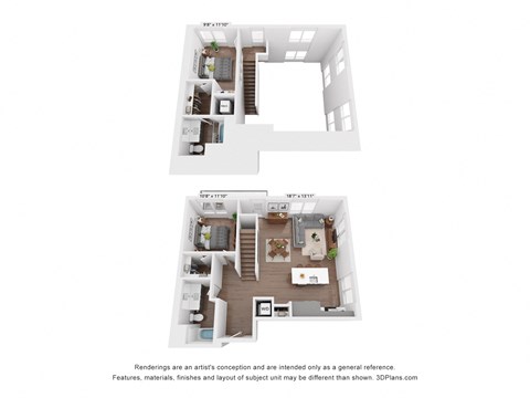 Floor plan for 2 beds, 2 baths, 1201 sqft